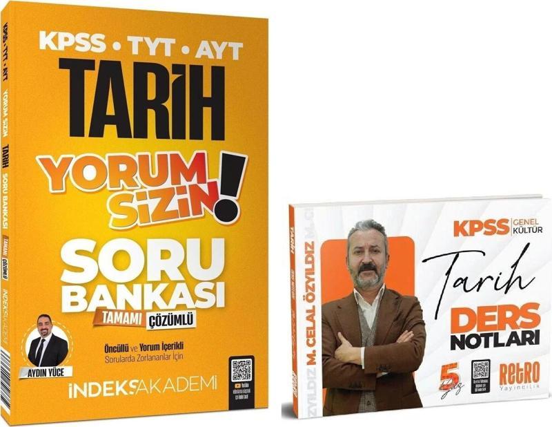 Retro + İndeks 2025 KPSS Tarih 5Yüz Ders Notları + Yorum Sizin Soru Bankası 2 li Set - Mehmet Celal Özyıldız Retro