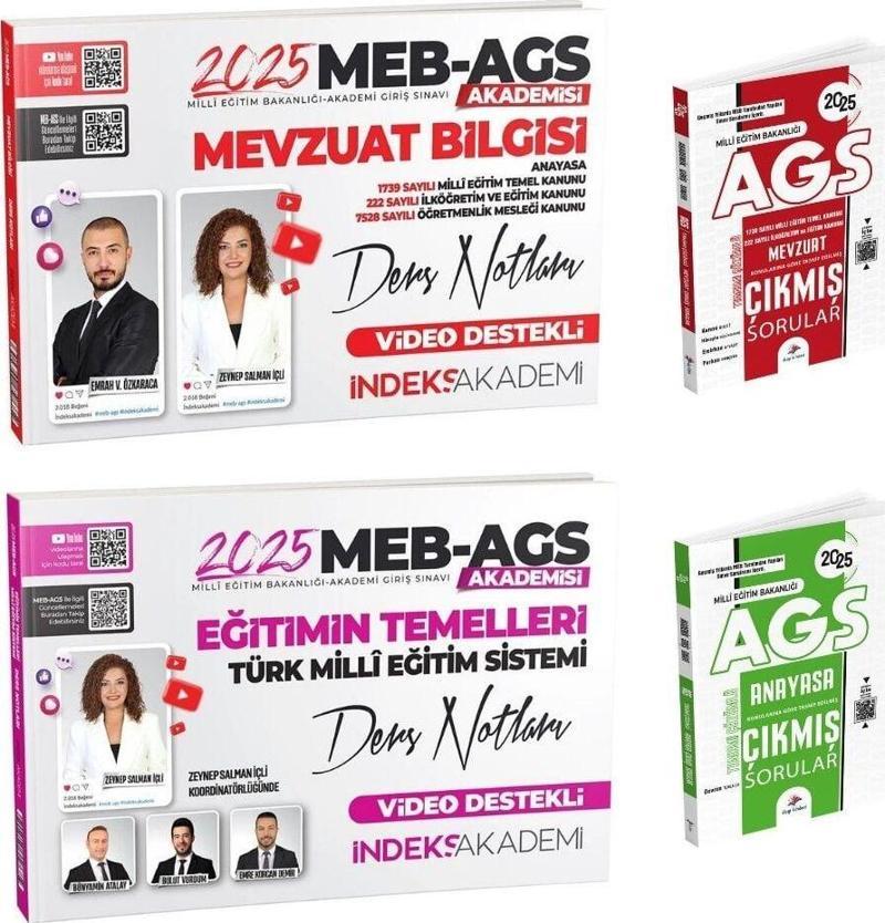 İndeks + Dizgi 2025 MEB-AGS Akademisi Eğitimin Temel + Mevzuat Bilgisi Ders + Çıkmış Sorular 4 lü