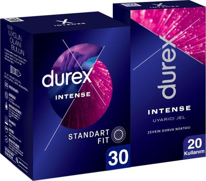Intense Uyarıcı Jelli ve Tırtıklı Prezervatif 30'lu + Durex Intense Uyarıcı Jel 10ml