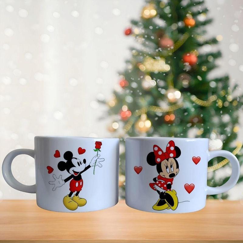 Sevgili Mickey ve minnie mouse çifti kahve fincan takımı