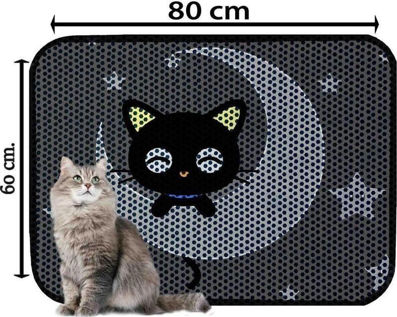 Büyük Boy Elekli Tuvalet Önü Desenli Kedi Kumu Paspası 60 X 80 Cm