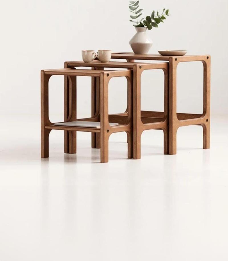 Line, Masif Ahşap Zigon Sehpa, 50X50, Tik Renk, Cpt4740-50