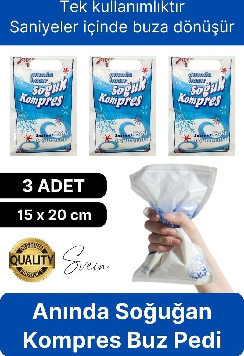 3 Adet Tek Kullanımlık Anında Hazır Soğuk Kompres Ped Buz Torbası Acil İlk Yardım Paketi Terapi