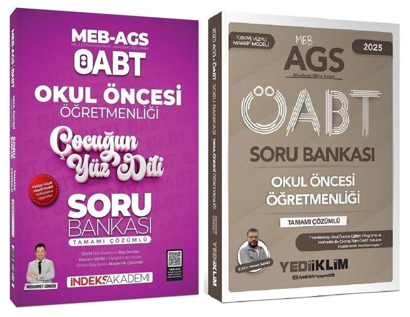 Yediiklim + İndeks 2025 ÖABT MEB-AGS Okul Öncesi + Çocuğun Yüz Dili Soru Soru Bankası 2 li Set