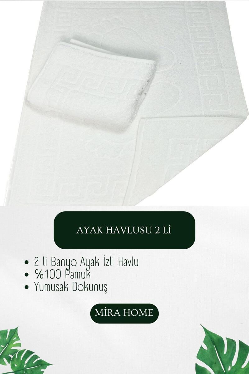 2 li Ayak İzli Banyo Ayak Havlusu %100 Pamuklu Renkli 50X70 Cm Menom