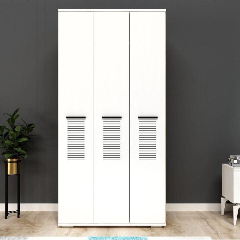 DemonteHome Asi̇modh (C) 3 Kapakli Gardirop Beyaz-Beyaz