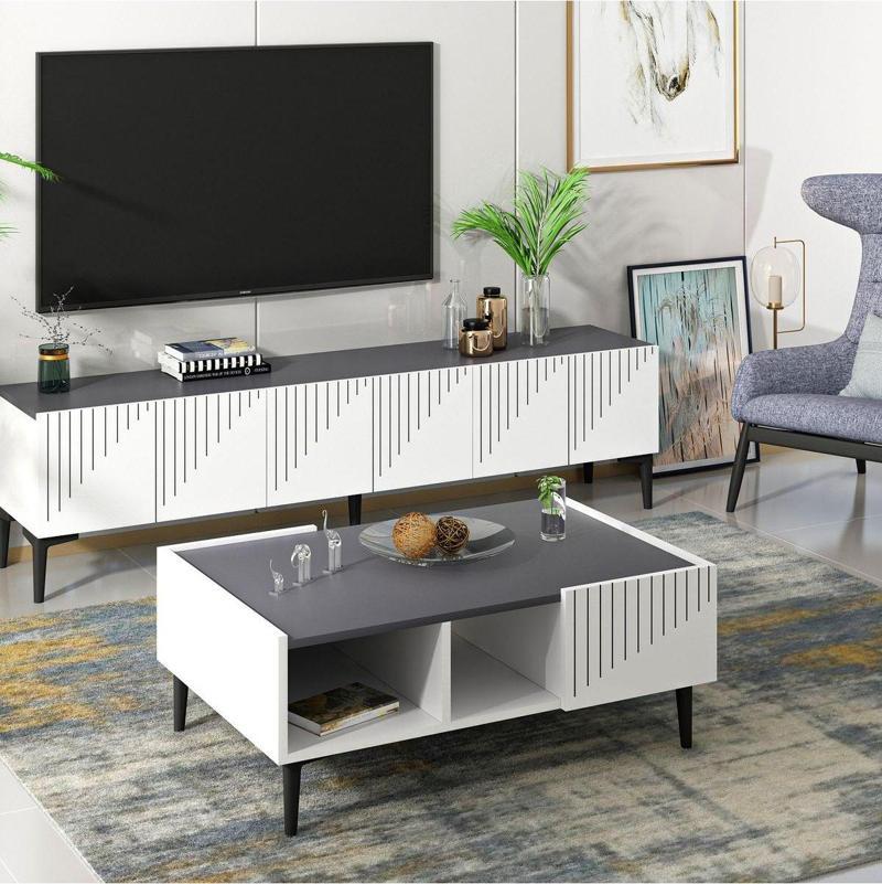 DemonteHome Artemi̇sdh Orta Sehpa Antrasi̇t Beyaz
