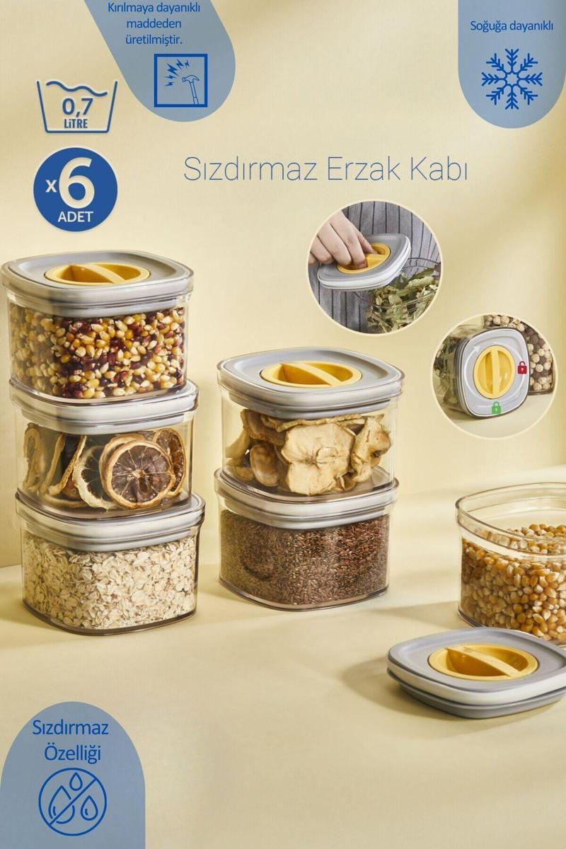 Sızdırmaz Vakumlu 6'Lı 700 Ml Yeşil Küçük Boy Saklama Kabı