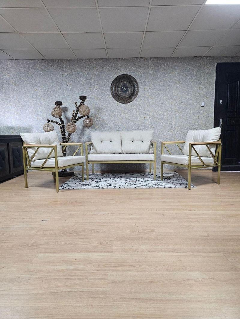 Gold Boyalı Bahçe - Balkon - Mutfak Çay Seti Takımı Bahçe Koltuk Takımı