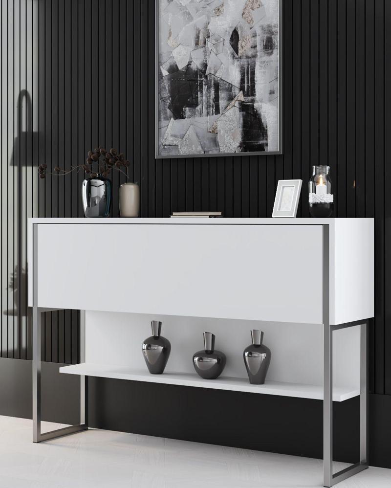 Luxe Dresuar Demir Ayaklı Gümüş Beyaz