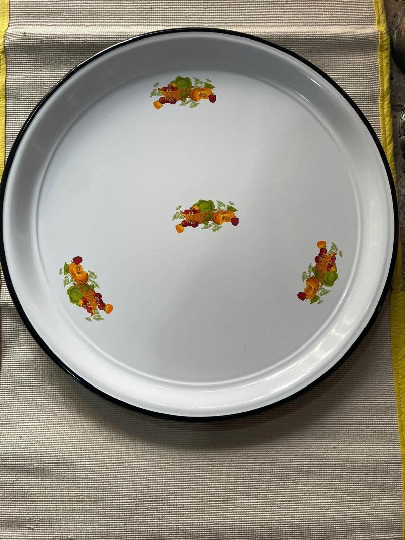  Emaye Sini Sofra, Yemek Sunum Tepsi, Yer Sofrası Çinko ~60 cm