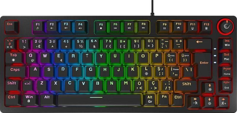 ENIGMA 75 Siyah USB RGB Aydınlatmalı Red Switch Tam Türkçe 1800 Kompakt Dizilim Gaming Mekan