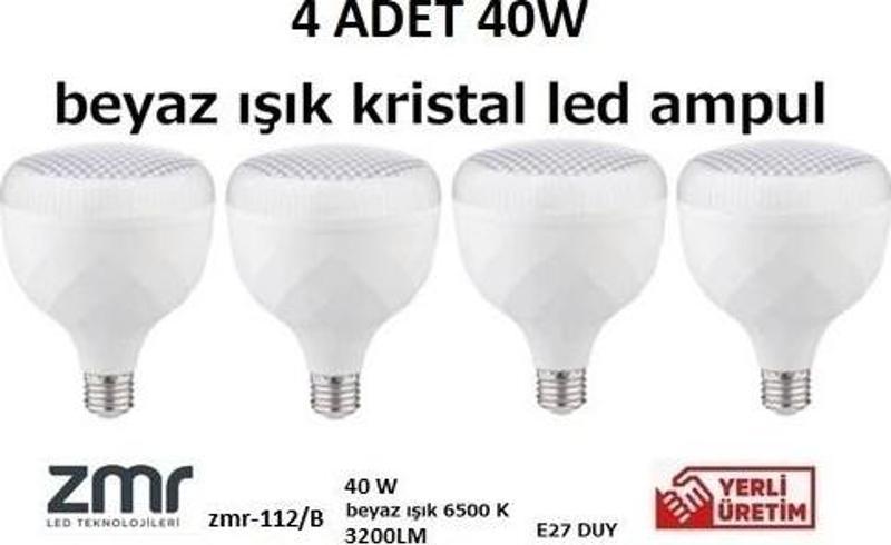 40W Kristal Camlı T-Bulb LED Ampul E27 Beyaz Işık ZMR-112/B 6500K