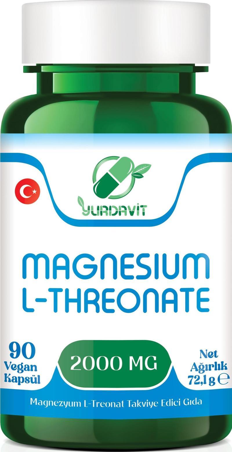 Magnesium L-threonate Magnezyum L-treonat 2000 Mg 90 Kapsül Vegan