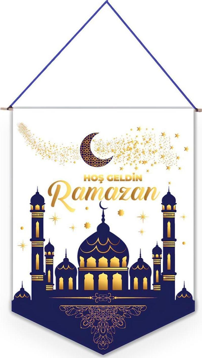 Kumaş Ramazan Banner Hoşgeldin Ramazan Flama - Hoşgeldin Ramazan Sarkıt - Ramazan Flama