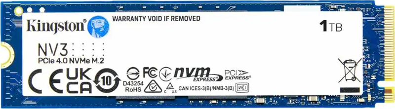 KINGSTON SNV3S/1000G, NV3, 1TB, 6000/4000, Gen4, NVME PCIe M.2 2280, SSD