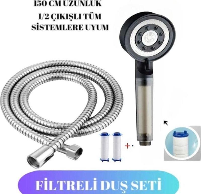 Su Tasarruflu,Kireç Önleyici Turbo Özellikli Siyah Duş Seti