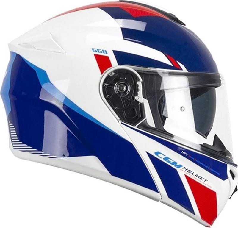 568S BER SPORT ÇENE AÇILIR MOTOSİKLET KASKI MAVİ-BEYAZ / M