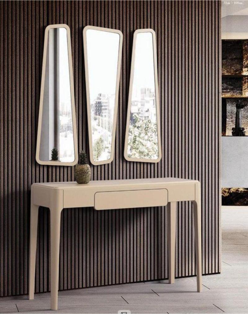 Wood Dresuar Ahşap Beyaz Boyalı Aynalı Dresuar