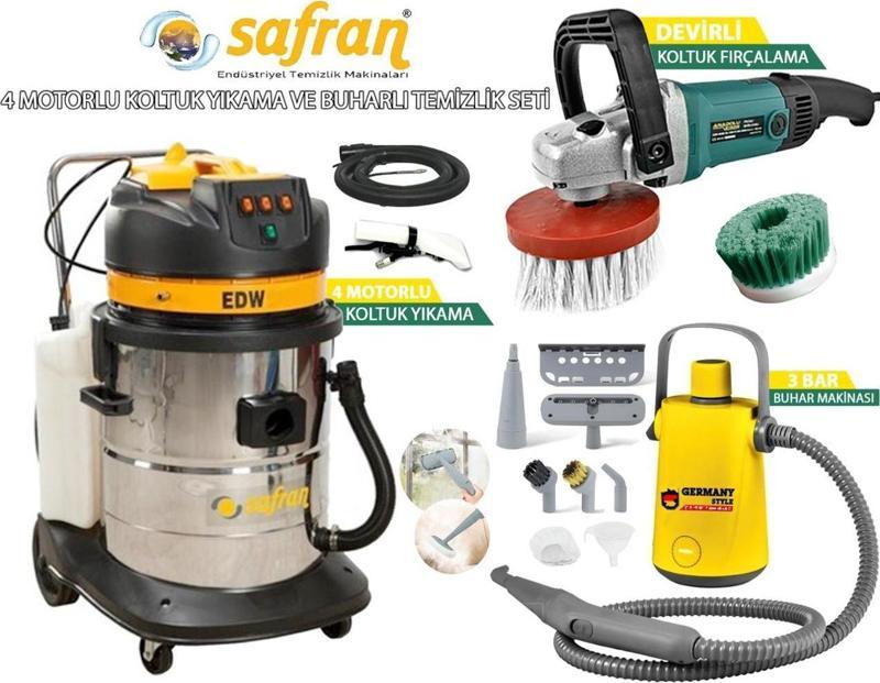 EDW723C 4 Motorlu Koltuk Yıkama Makinesi Buhar Makinesi Fırçalama 3 lü Set