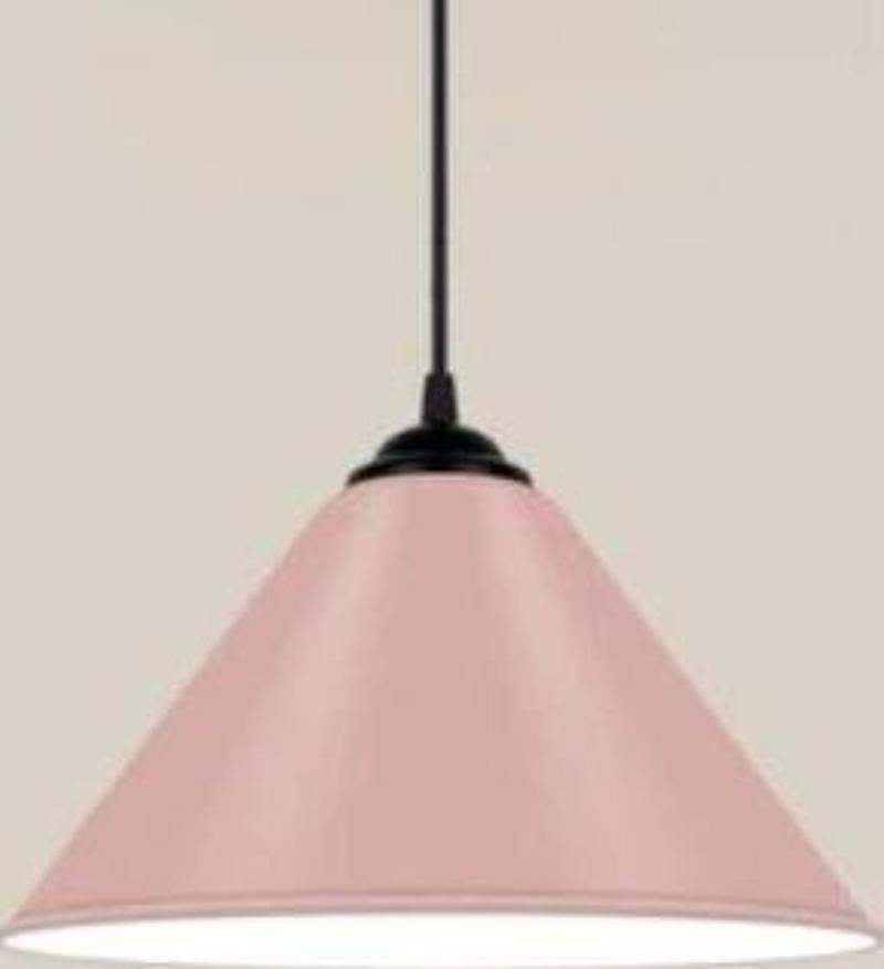Retro Metal Dekoratif Rustik Kafe Mutfak Aydınlatma Pembe Tekli Sarkıt Avize Çap:30 Cm