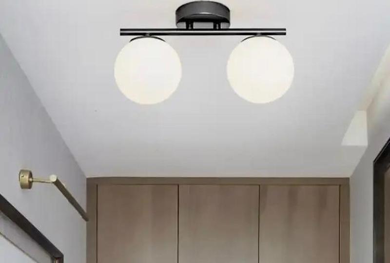 Metal Modern Opal Camlı Tavan Plofyoner 2 Li Tavan Avize