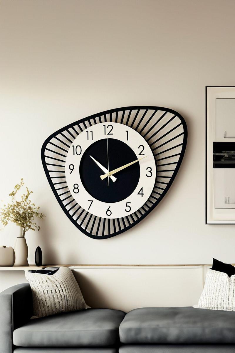 Dekoratif Yeni Modern Bellatrix Ahşap Duvar Saati 48 cm