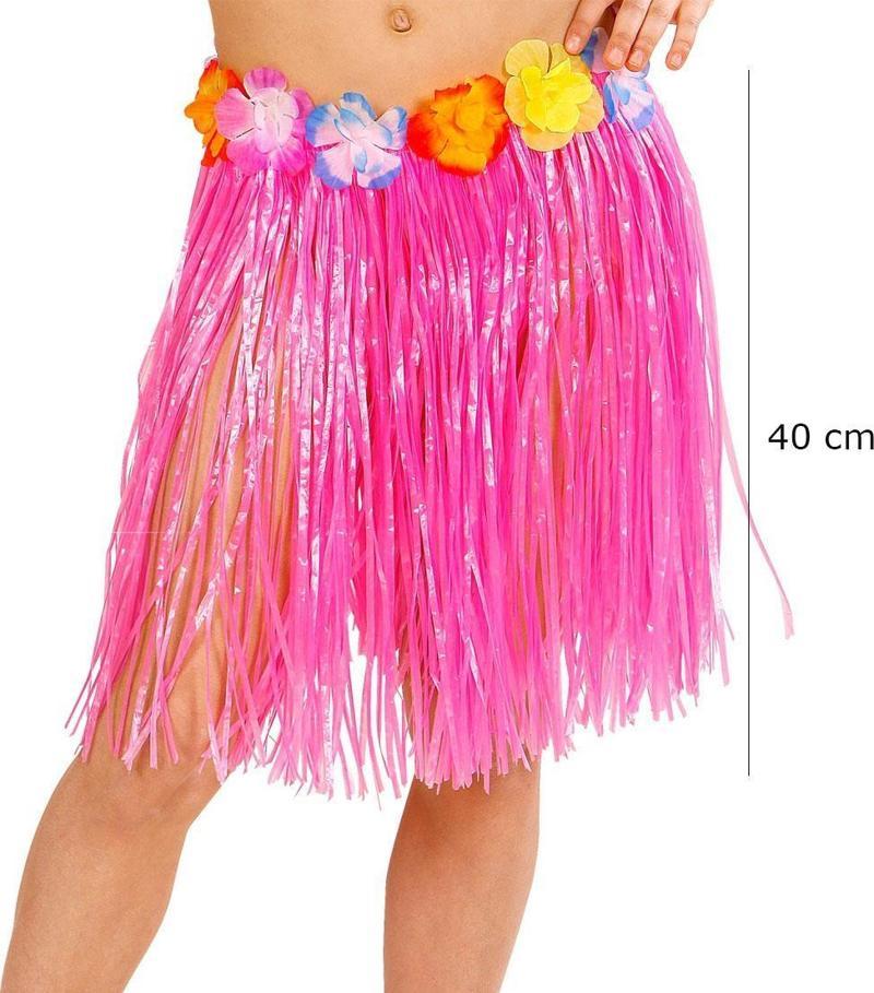 parti parti aksesuar & kostüm Yetişkin ve Çocuk Uyumlu Pembe Renk Püsküllü Hawaii Luau Hula Etek 40 cm