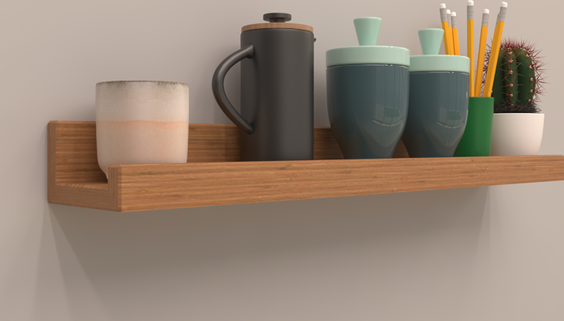 SETLİ DUVAR RAFI 100 cm  BAMBU ( PARLAK )