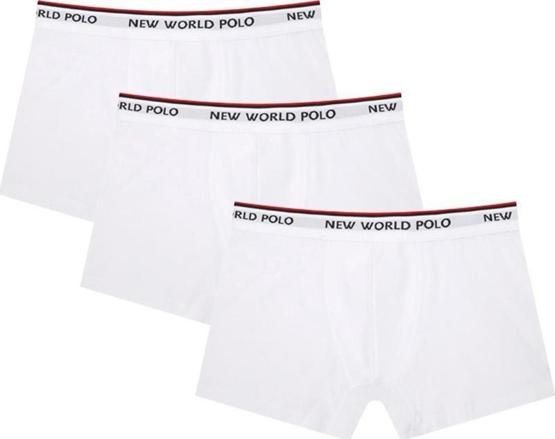 Basic 3'lü Boxer Beyaz Likralı Boxer Set 23SSM1001