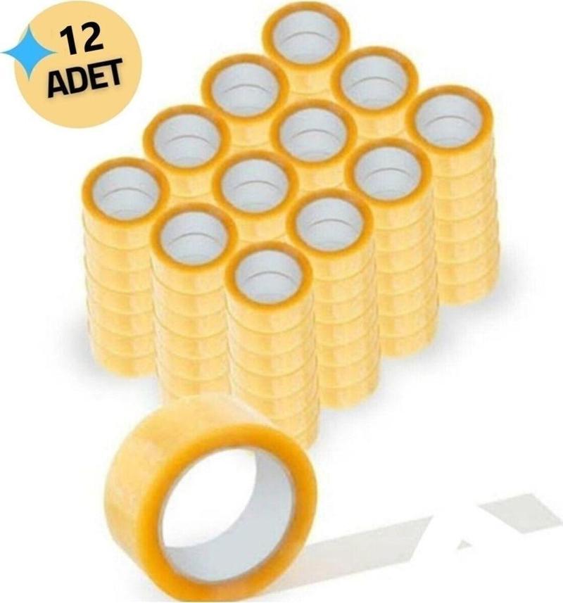 12 Adet Akrilik Koli Bandı 45mmx60 Metre Güçlü Koli Bandı