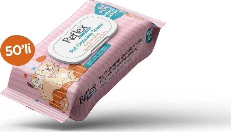Care Evcil Hayvanlar İçin Çok Amaçlı Temizleme Havlusu 50'Li, Kedi Köpek Islak Mendil