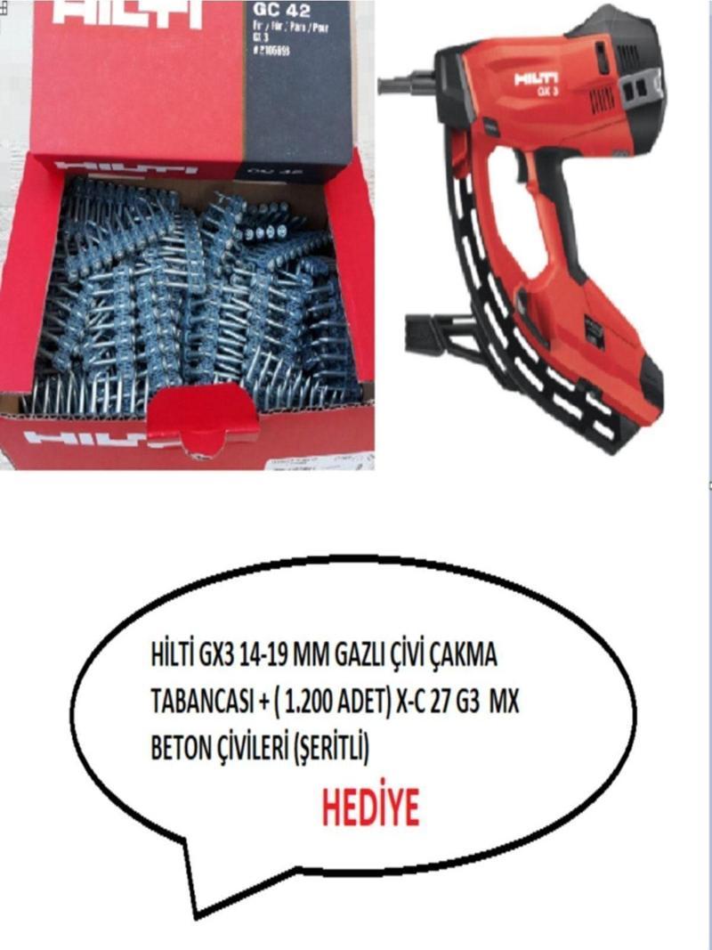 Gx3 Gazlı Çivi Çakma Tabancası 2023 + ( 1.200 Adet) X-C 27 G3 Mx Beton Çivileri (Hediye)