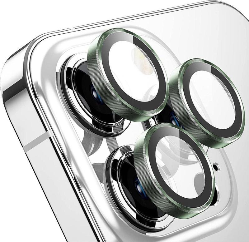 Buff İphone 14 Pro Max / 14 Pro Kamera Metal Lens Koruyucu Koyu Yeşil