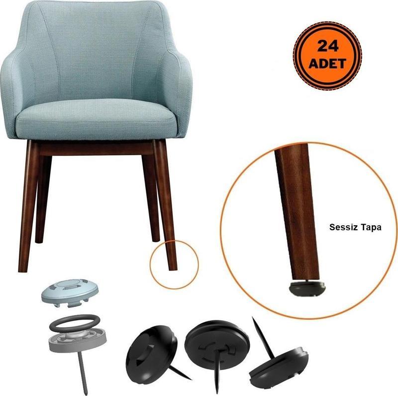 24 Adet Silentplug Sessiz Tapa Masa Sandalye Çivili Polygrid Siyah