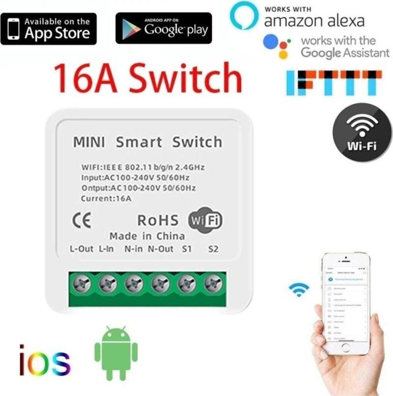 16 Amper Tuya Mini Çift Yönlü Wifi Anahtar