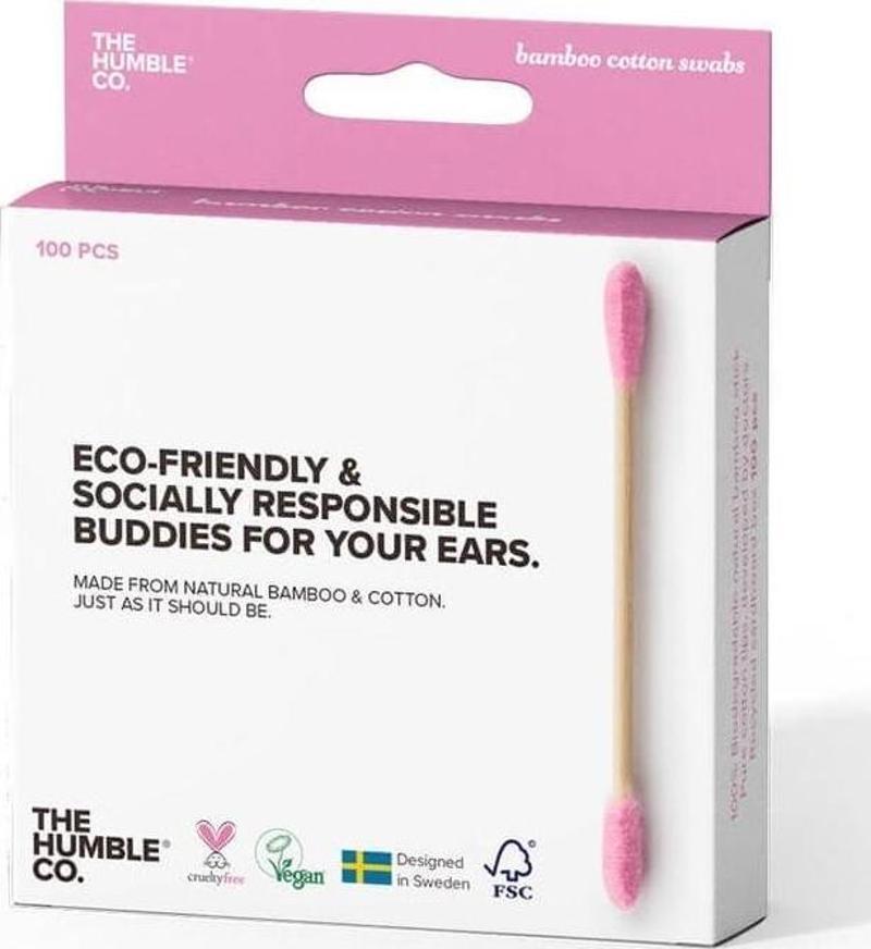 Humble Cotton Swabs Bamboo Pembe Kulak Çubuğu 100 Adet