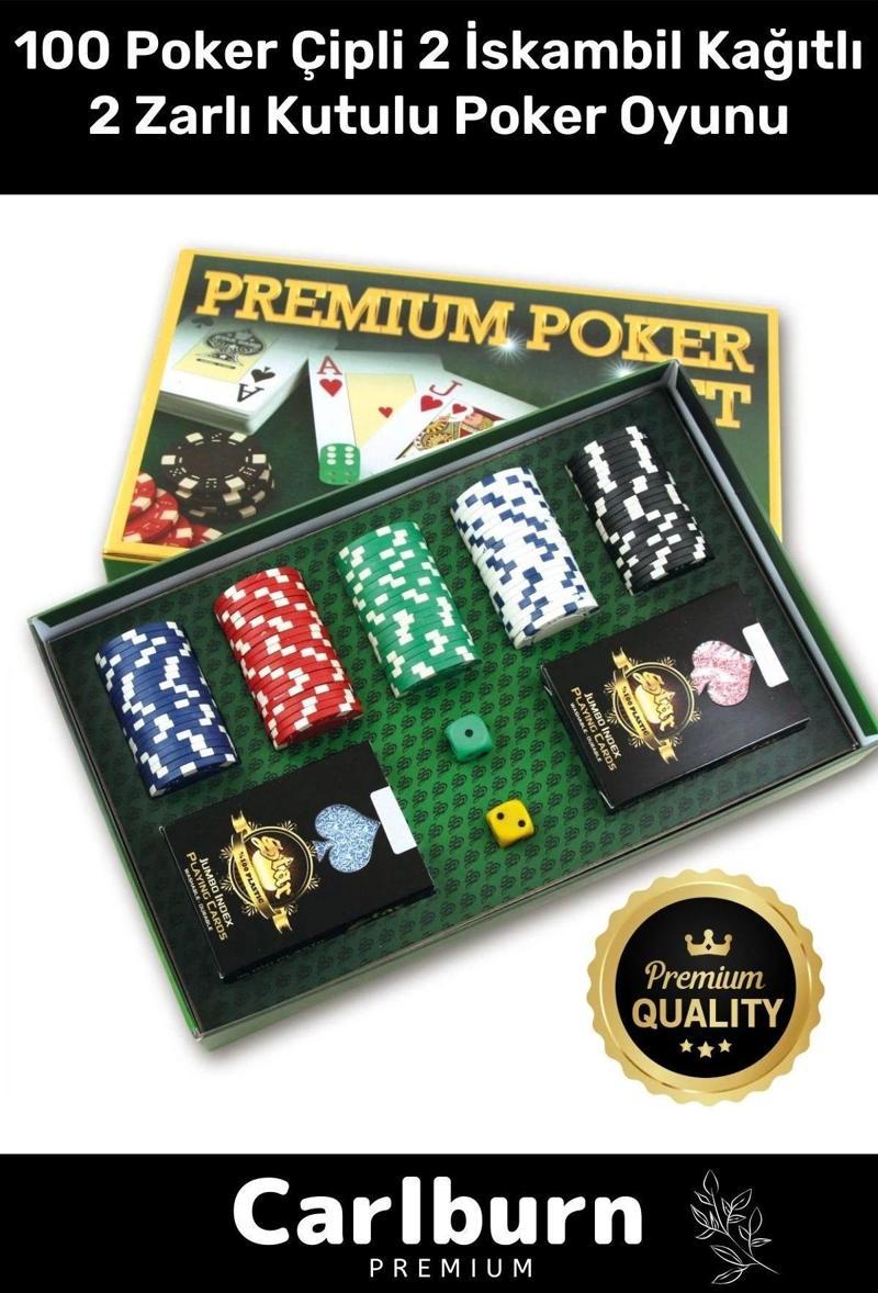 Premium Blackjack 100 Poker Çipli 2 İskambil Kağıtlı Texas Holdem Casino 2 Zarlı Kutulu Poker Oyunu