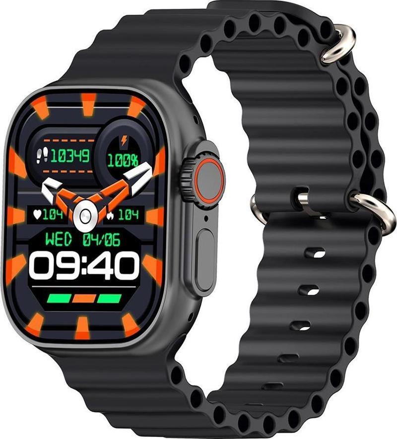 W69 Watch IOS ve Android Uyumlu MActive 2.05 inç Geniş Ekranlı Siyah Akıllı Saat