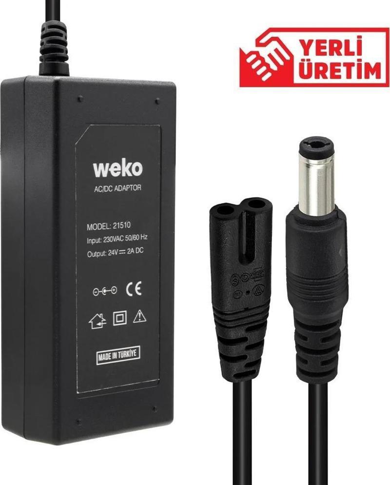 24 Volt - 2 Amper Plastik Kasa Masaüstü Adaptör 5.5 X 2.5 Uç