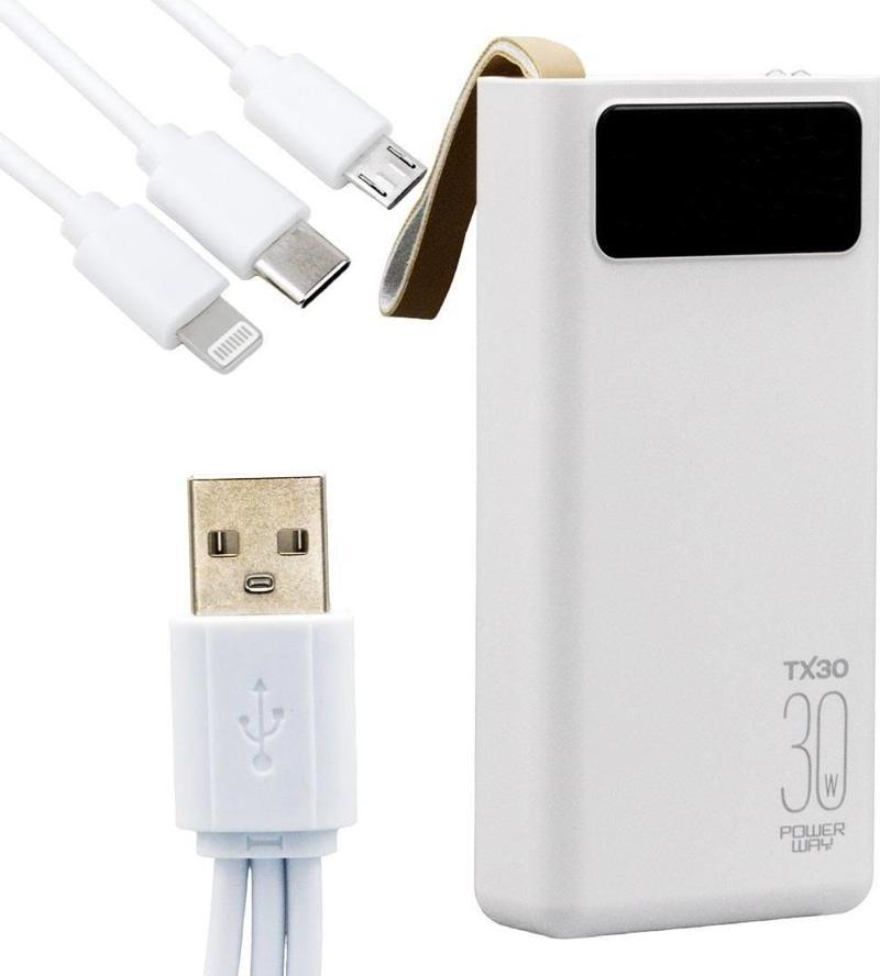 30000 mAh Dijital Göstergeli Powerbank TX30