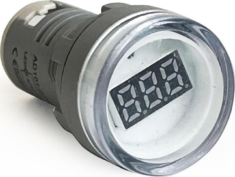 Mini Dijital Voltmetre 22MM AC 60-500V LED Beyaz Işık