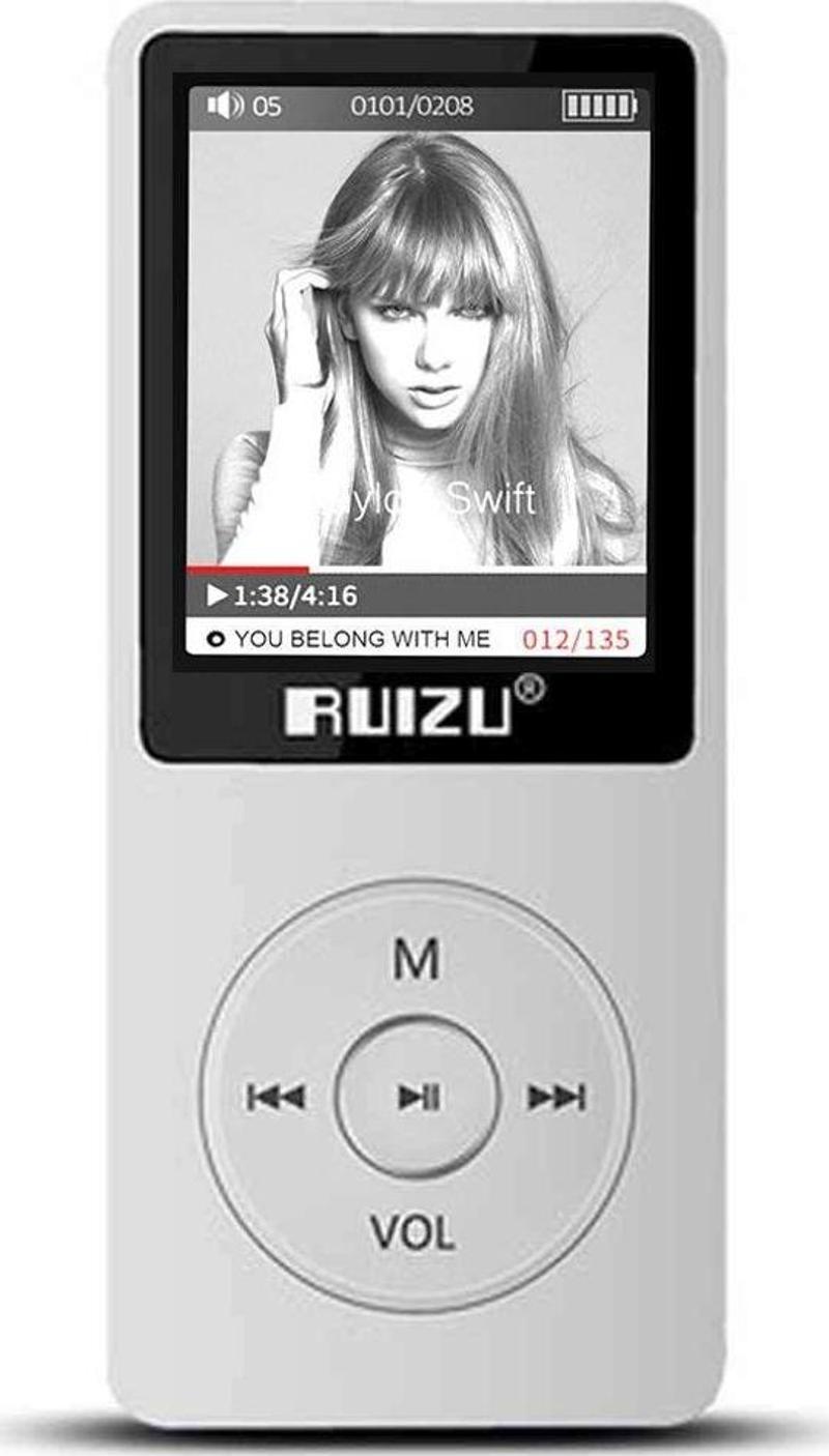 X02 Ultra İnce MP3 Çalar 4GB FM Radyo Beyaz