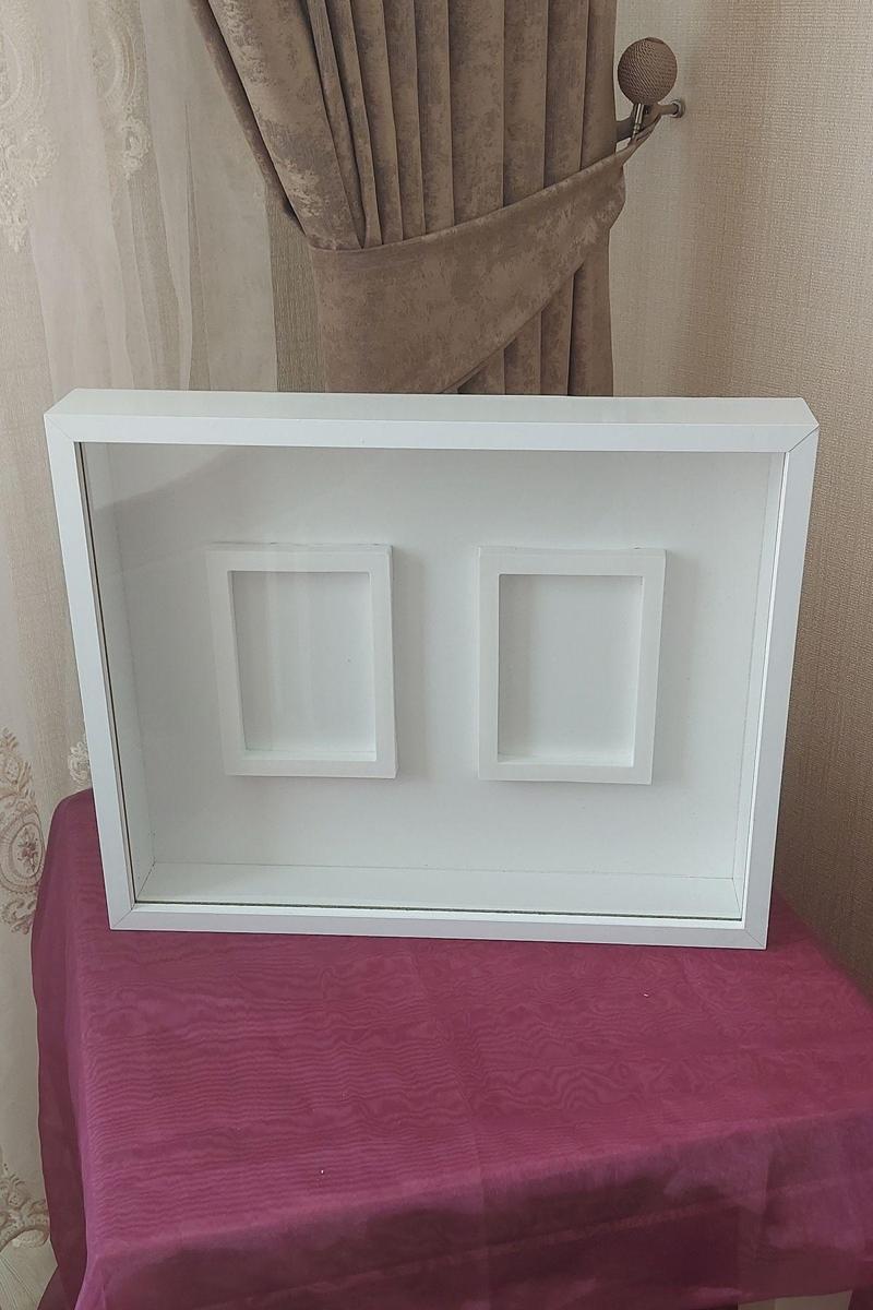 40X50 Cm Çift Fotoğraf Bölümlü Beyaz Gül Anı Çerçevesi! Fotoğraf Çerçevesi! Gül Anı Çerçevesi
