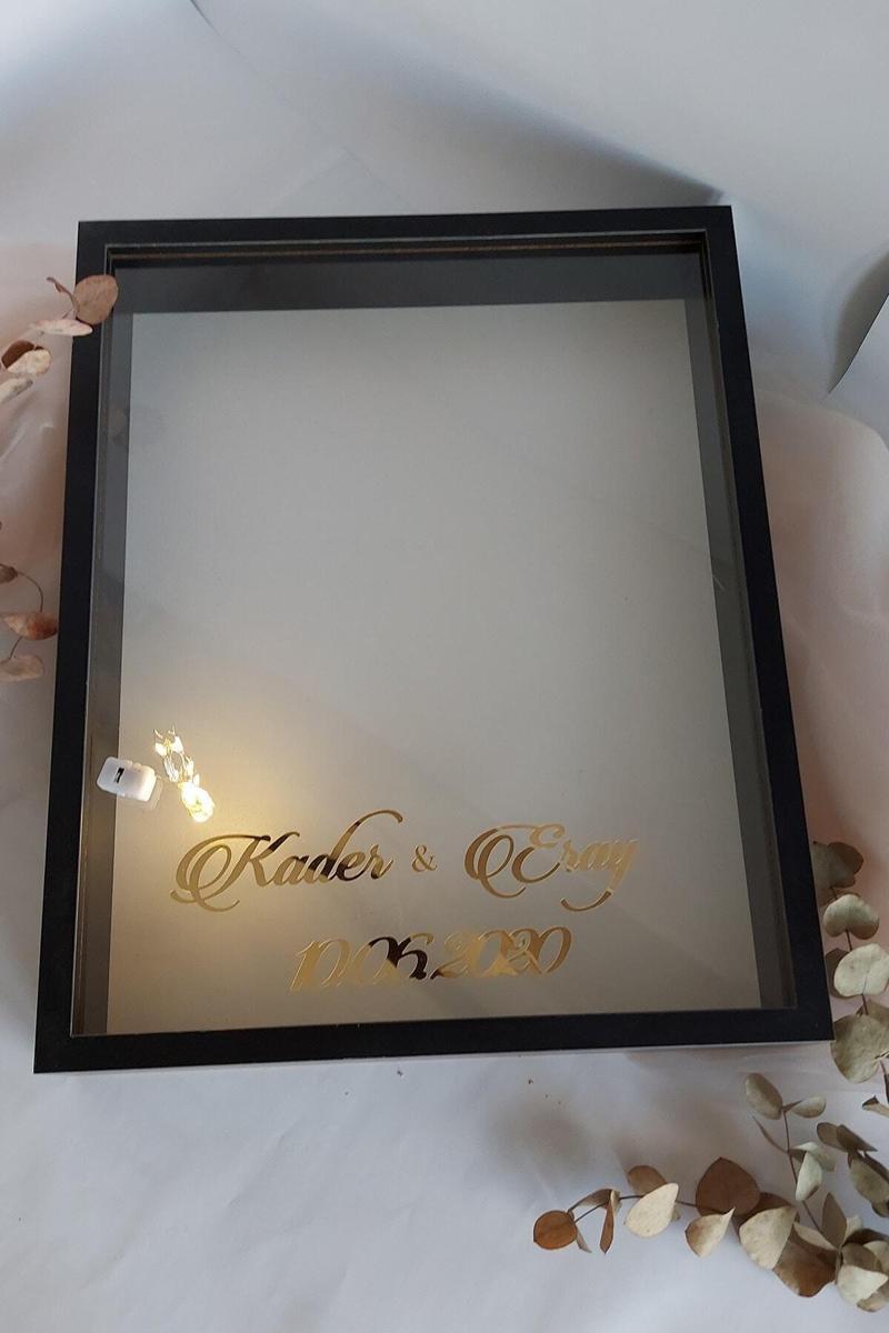 40X50 Cm Siyah Ledli Derin Anı Çerçevesi-Gül Kutusu-Dekoratif Hatıra Çerçevesi-Beyaz Zemin!