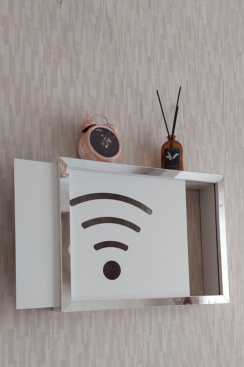 25X35X7 Cm Wifi Amblemli Duvar Asılabilir Sigorta Ve Modem-Wifi Saklama Kutusu! Saklama Kutusu