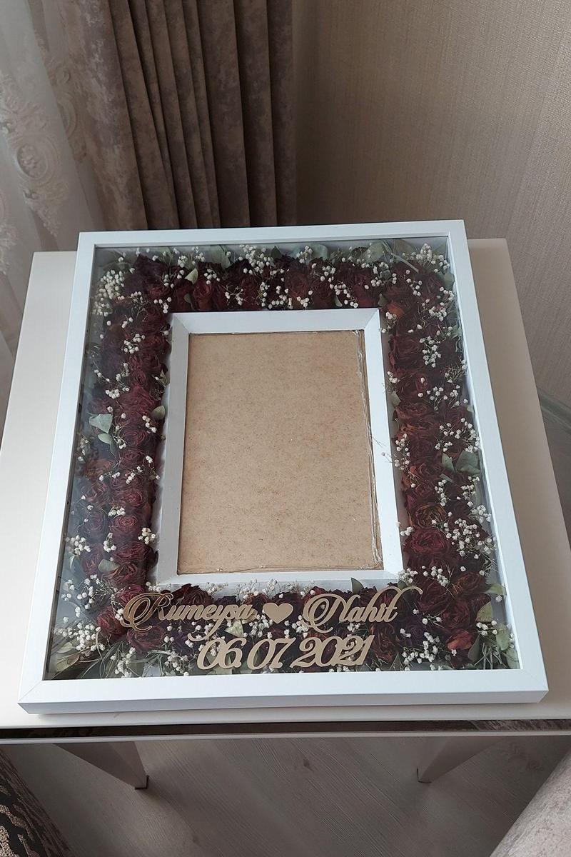 40X50 Cm Fotoğraf Bölümlü Anı Çerçevesi! Ledli Ve Isimli Gül Tablosu! Gül Kutusu!