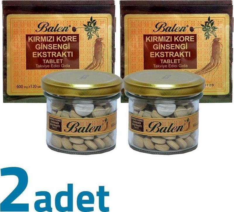 Kırmızı Kore Ginsengi Ekstraktı Tahta Kutulu 600mg X 120 Tablet X 2 Kutu