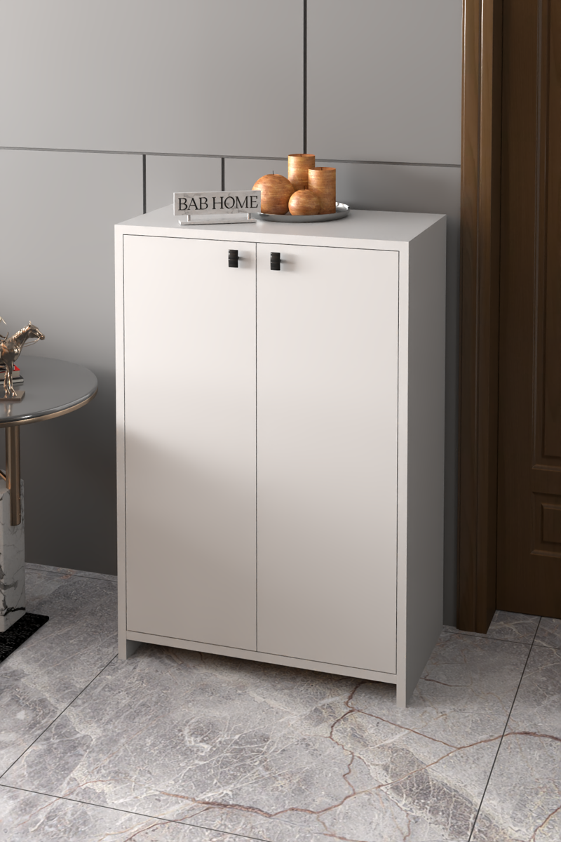  Modern 4 Raflı Kapaklı Ayakkabılık Antre İçin Şık ve Düzenli Ayakkabılık Beyaz - Beyaz