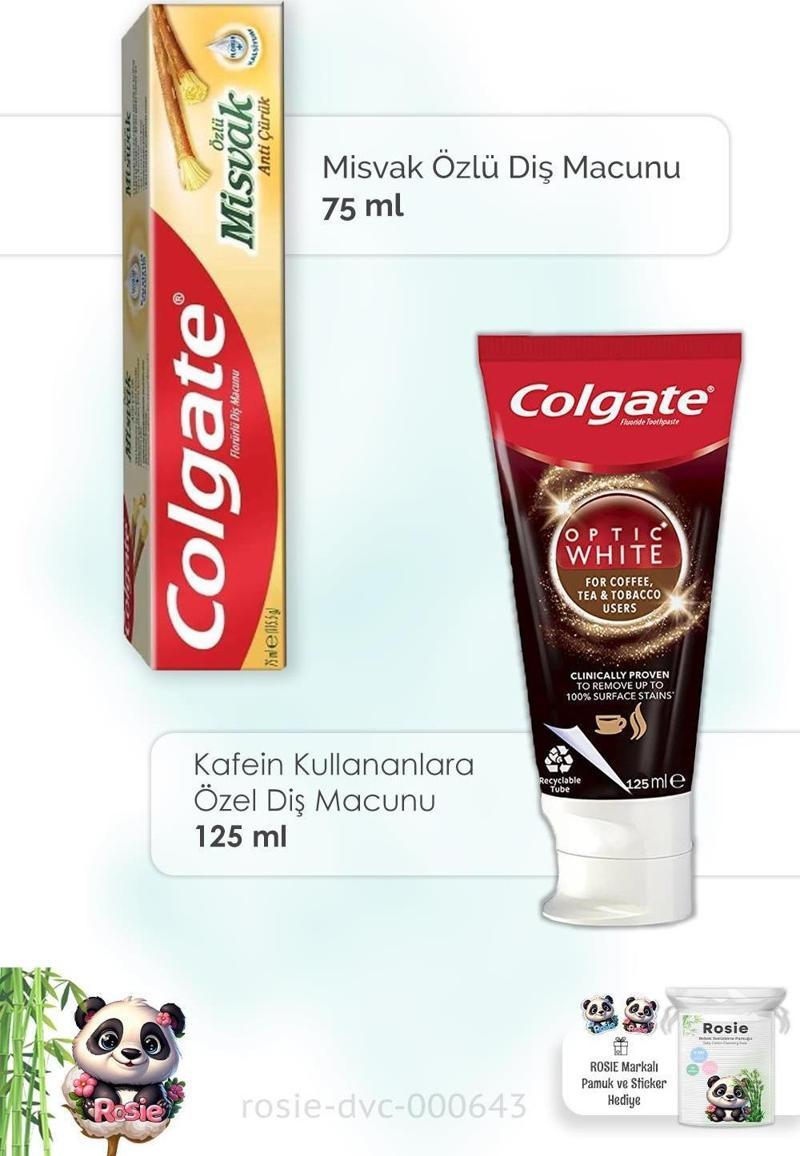 Misvak Özlü 75 ml,  Çay ve Tütün Kullananlar için Diş Macunu 125 ml ve ROSIE